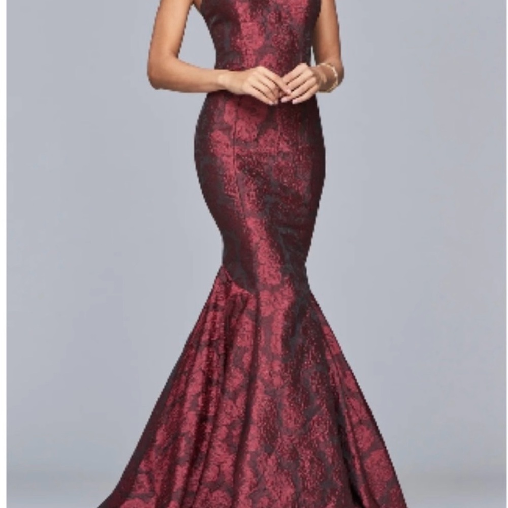 Faviana Burgundy dress with train